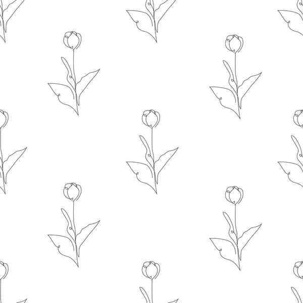 Κομψή Συνεχής Γραμμή Αδιάλειπτη Μοτίβο Τριαντάφυλλο Λουλούδια Στοιχεία Σχεδιασμού Floral — Διανυσματικό Αρχείο