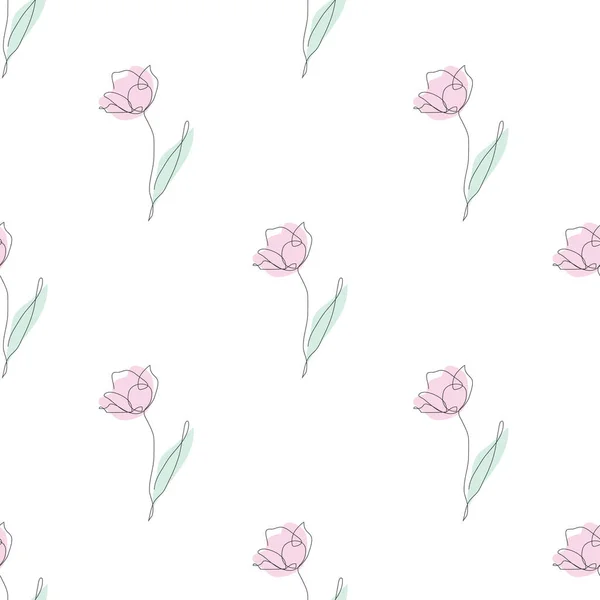 Élégant Motif Sans Couture Avec Des Fleurs Tulipe Des Éléments — Image vectorielle