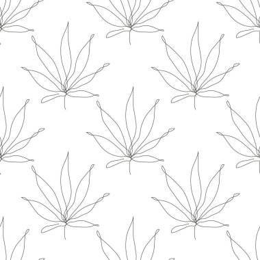 Şık, devamlı, kanabis yaprakları ve tasarım elementleri olan kusursuz bir çizgi. Davetiyeler, kartlar, baskı, hediye paketi, imalat, tekstil, kumaş, duvar kağıtları için çiçek deseni