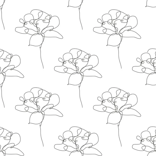 Élégante Ligne Continue Motif Sans Couture Avec Des Fleurs Tulipes — Image vectorielle