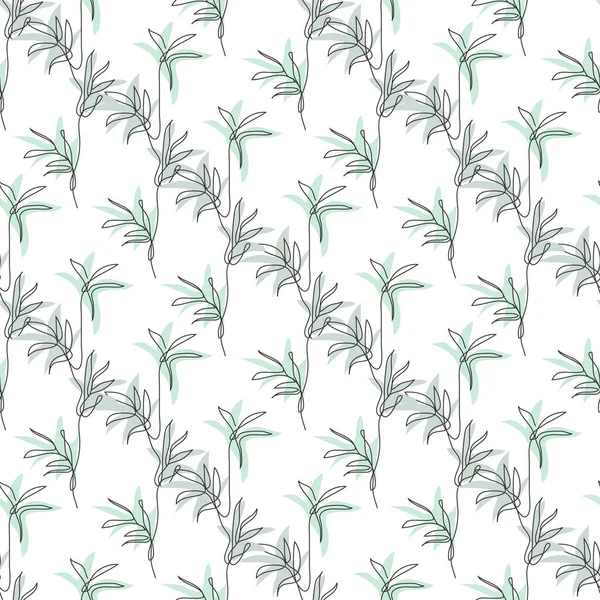 Elegante Durchgehende Linie Nahtlose Muster Mit Bambuspflanzen Design Elemente Blumenmuster — Stockvektor
