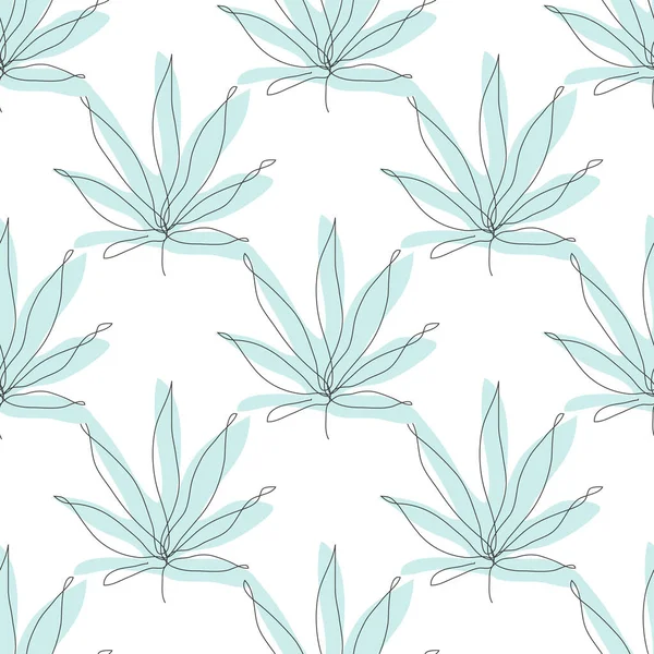 Elegante Durchgehende Linie Nahtloses Muster Mit Canabisblättern Designelemente Blumenmuster Für — Stockvektor