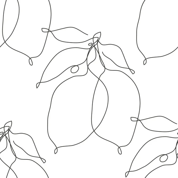 レモンフルーツ デザイン要素とエレガントなシームレスパターン 招待状 カード ギフトラップ ファブリック カフェメニューのための果物パターン 連続線画形式 — ストックベクタ