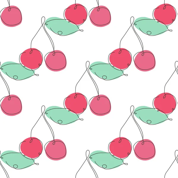 Élégant Motif Sans Couture Avec Des Fruits Cerise Éléments Conception — Image vectorielle