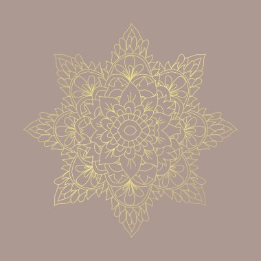 Dekoratif el çizimi altın mandala, tasarım elementi. Kartlar, davetiyeler, afişler, posterler, baskı tasarımı için kullanılabilir. Mandala arkaplanı