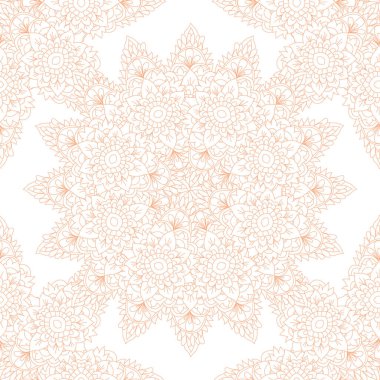 Elle çizilmiş mandalalarla, tasarım elementleriyle zarif, pürüzsüz bir desen. Davetiyeler için mandala deseni, tebrik kartları, hatıra defteri, baskı, hediye paketi, imalat