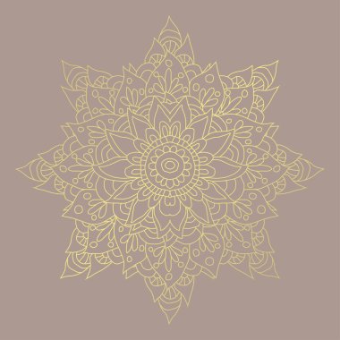 Dekoratif el çizimi altın mandala, tasarım elementi. Kartlar, davetiyeler, afişler, posterler, baskı tasarımı için kullanılabilir. Mandala arkaplanı