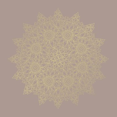 Dekoratif el çizimi altın mandala, tasarım elementi. Kartlar, davetiyeler, afişler, posterler, baskı tasarımı için kullanılabilir. Mandala arkaplanı
