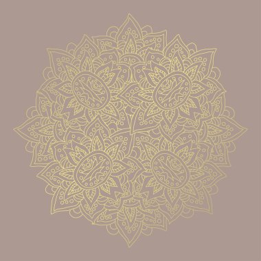 Dekoratif el çizimi altın mandala, tasarım elementi. Kartlar, davetiyeler, afişler, posterler, baskı tasarımı için kullanılabilir. Mandala arkaplanı