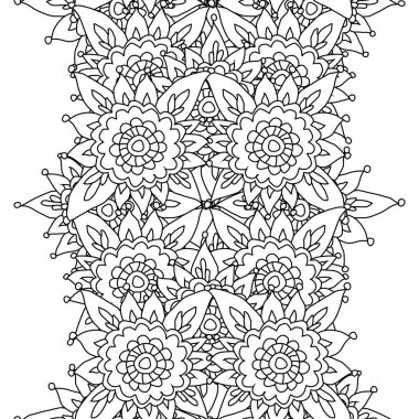 Elle çizilmiş mandalalarla, tasarım elementleriyle zarif, pürüzsüz bir desen. Davetiyeler için mandala deseni, tebrik kartları, hatıra defteri, baskı, hediye paketi, imalat