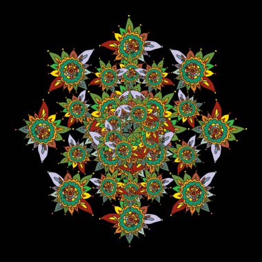 Dekoratif el çizimi mandala, tasarım elementi. Kartlar, davetiyeler, afişler, posterler, baskı tasarımı için kullanılabilir. Mandala arkaplanı