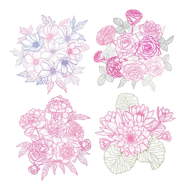 Flores Abstractas Decorativas Hechas Mano Elementos Diseño Puede Utilizar Para — Vector de stock