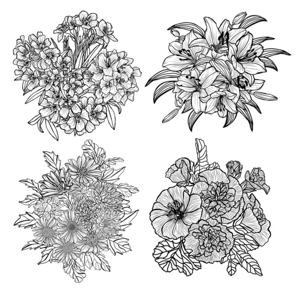 Flores Abstractas Decorativas Hechas Mano Elementos Diseño Puede Utilizar Para — Archivo Imágenes Vectoriales