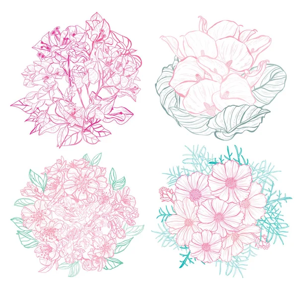 Flores Abstractas Decorativas Hechas Mano Elementos Diseño Puede Utilizar Para — Vector de stock