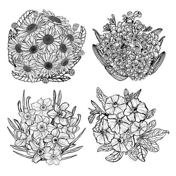 Flores Abstractas Decorativas Hechas Mano Elementos Diseño Puede Utilizar Para — Vector de stock