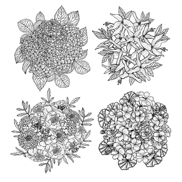 Fleurs Abstraites Décoratives Dessinées Main Éléments Design Peut Être Utilisé — Image vectorielle