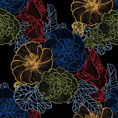 Zarif, pürüzsüz desenli, malva çiçekli, tasarım elementli. Davetiyeler, kartlar, baskı, hediye paketi, imalat, tekstil, kumaş, duvar kağıtları için çiçek deseni