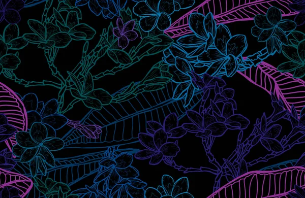 Elegantes Nahtloses Muster Mit Gefiederten Blumen Designelementen Blumenmuster Für Einladungen — Stockvektor