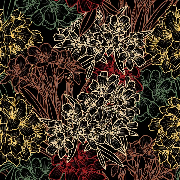 Elegantes Nahtloses Muster Mit Oleanderblüten Designelementen Blumenmuster Für Einladungen Karten — Stockvektor