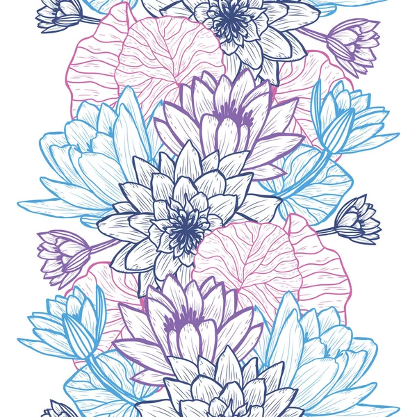 蓮の花 デザイン要素とエレガントなシームレスなパターン 招待状 カード ギフトラップ ファブリック 壁紙のための花のパターン — ストックベクタ