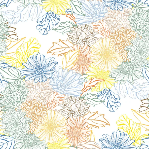 Elegantes Nahtloses Muster Mit Aster Blumen Designelementen Blumenmuster Für Einladungen — Stockvektor