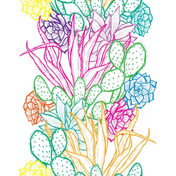 多肉植物 デザイン要素とエレガントなシームレスパターン 招待状 カード ギフトラップ ファブリック 壁紙のための花のパターン — ストックベクタ