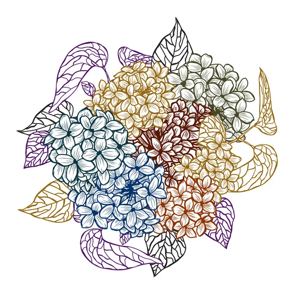 装饰抽象紫丁香花 设计元素 可用于卡片 邀请函 平面设计 线条艺术风格的花卉背景 — 图库矢量图片
