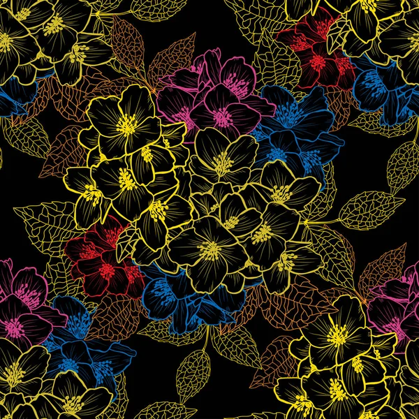 Elegante Patrón Sin Costuras Con Flores Jazmín Elementos Diseño Patrón — Archivo Imágenes Vectoriales