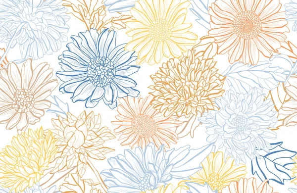Κομψό Μοτίβο Χωρίς Ραφή Λουλούδια Σχεδιαστικά Στοιχεία Floral Μοτίβο Για Royalty Free Εικονογραφήσεις Αρχείου