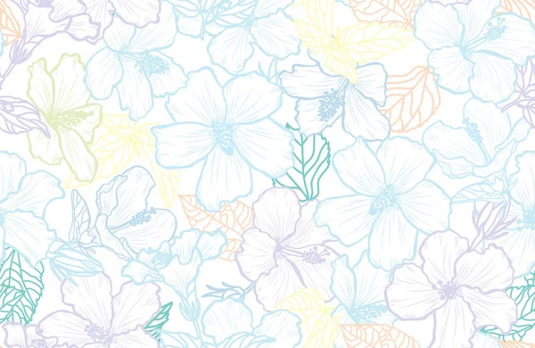 Κομψό Μοτίβο Χωρίς Ραφή Άνθη Ιβίσκου Σχεδιαστικά Στοιχεία Floral Μοτίβο Royalty Free Διανύσματα Αρχείου