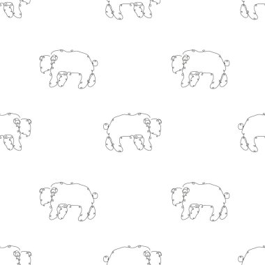 Ayılarla, tasarım elementleriyle zarif, pürüzsüz desen. Davetiyeler, kartlar, baskı, hediye paketi, imalat, tekstil, kumaş, duvar kağıtları için hayvan deseni. Aralıksız çizgi sanatı