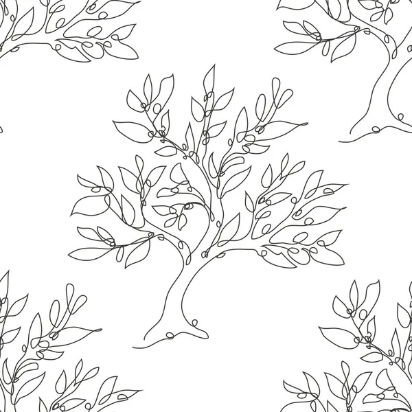 Elegantes Nahtloses Muster Mit Bäumen Designelementen Blumenmuster Für Einladungen Karten — Stockvektor