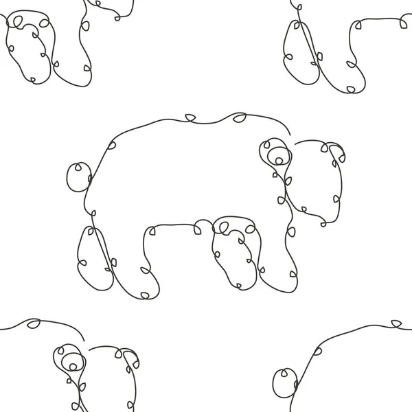 优雅无缝的熊图案 设计元素 采购产品动物图案的邀请函 印刷品 礼物包装 纺织品 连续线条艺术风格 — 图库矢量图片
