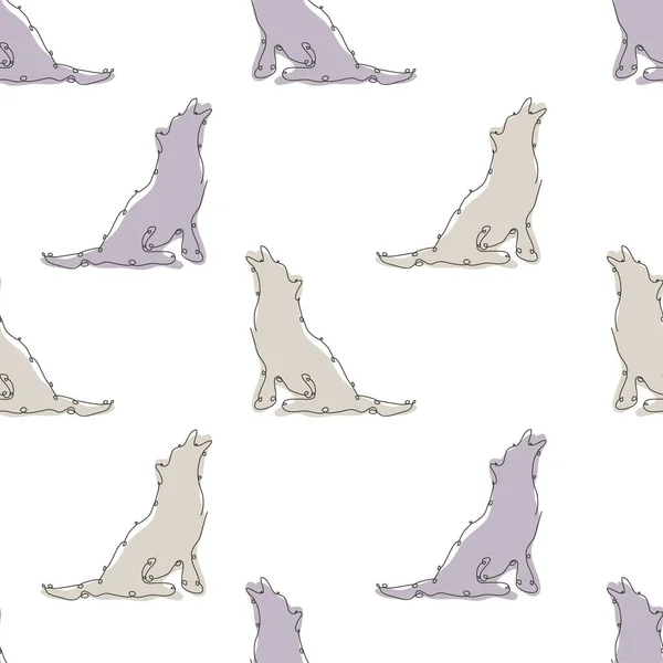 Élégant Motif Sans Couture Avec Des Loups Des Éléments Conception — Image vectorielle