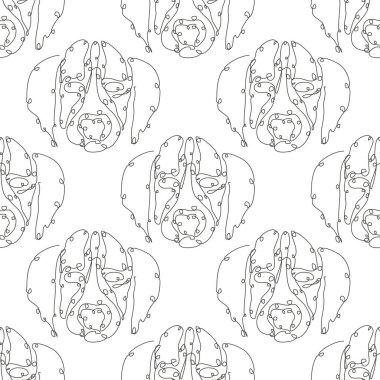 Köpeklerle, tasarım elementleriyle kusursuz bir düzen. Davetiyeler, kartlar, baskı, hediye paketi, imalat, tekstil, kumaş, duvar kağıtları için kullanılabilir. Devamlı çizgi sanatı. Hayvan teması