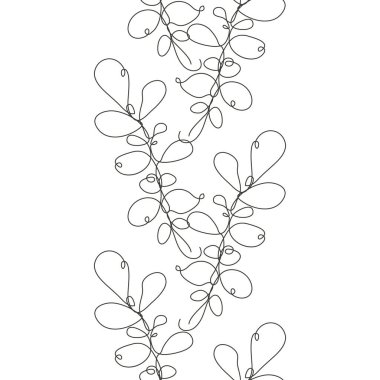 Yapraklı ağaç dalları ve tasarım elementleriyle zarif, pürüzsüz bir desen. Davetiyeler için çiçek deseni, kartlar, baskı, hediye paketi, imalat, tekstil, kumaş, duvar kağıtları. Aralıksız çizgi sanatı