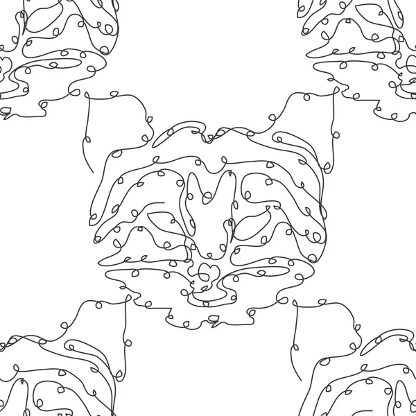 精致无缝的猫图案 设计元素 可用于请柬 印刷品 礼品包装 墙纸等 连续线条艺术风格 猫的主题 — 图库矢量图片