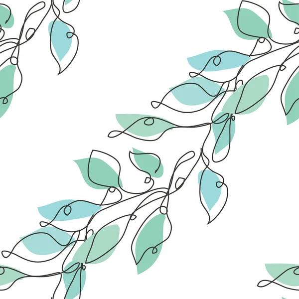 Κομψό Μοτίβο Χωρίς Ραφή Κλαδιά Δέντρων Φύλλα Σχεδιαστικά Στοιχεία Floral — Διανυσματικό Αρχείο