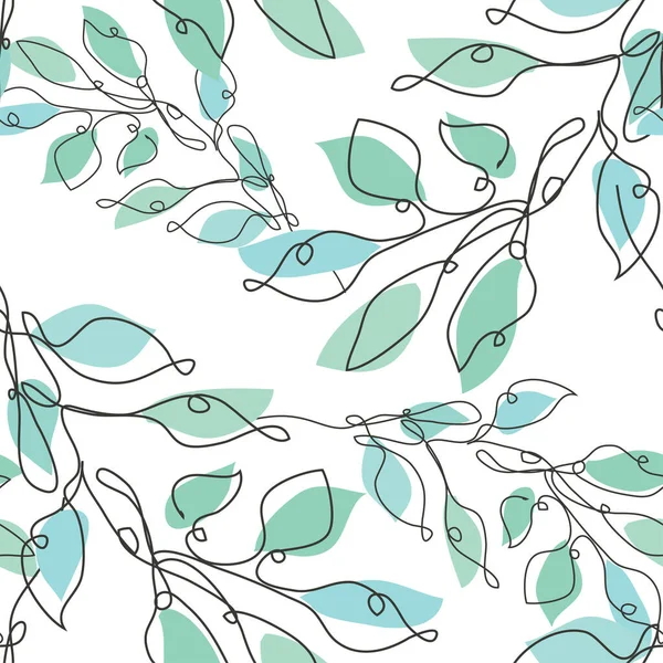 Κομψό Μοτίβο Χωρίς Ραφή Κλαδιά Δέντρων Φύλλα Σχεδιαστικά Στοιχεία Floral — Διανυσματικό Αρχείο