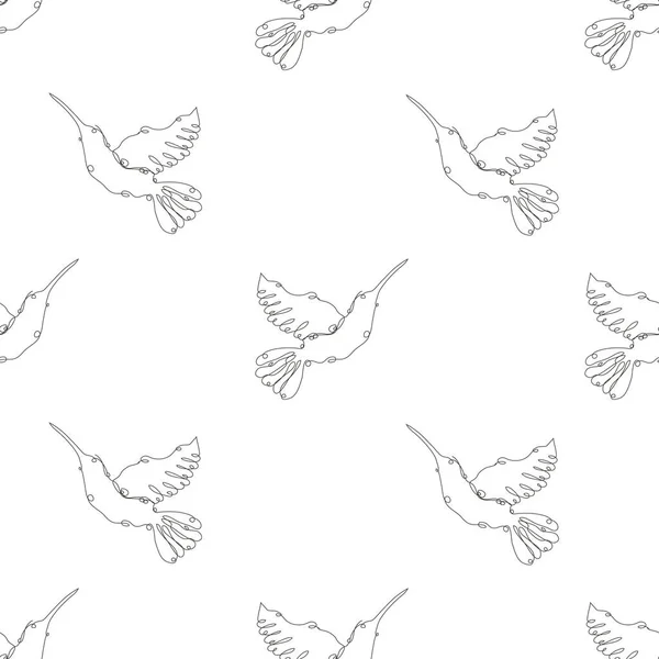 精美的无缝图案与科里布里鸟 设计元素 可用于请柬 印刷品 礼品包装 墙纸等 连续线条艺术风格 鸟类主题 — 图库矢量图片