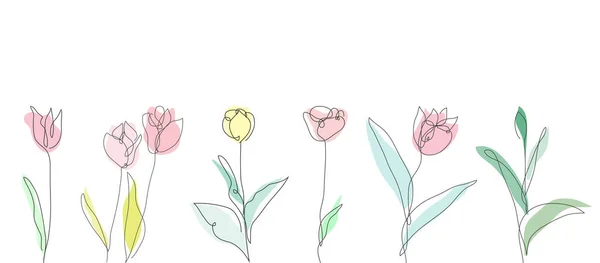 Set Tulipanes Decorativos Dibujados Mano Elementos Diseño Puede Utilizar Para — Vector de stock