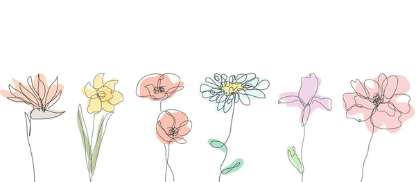 Dekorativní Ručně Kreslené Květiny Set Designové Prvky Lze Použít Karty — Stockový vektor