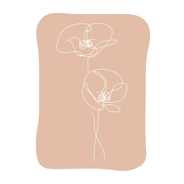装饰手绘罂粟花 设计元素 可用于卡片 邀请函 平面设计 连续线条艺术风格 — 图库矢量图片