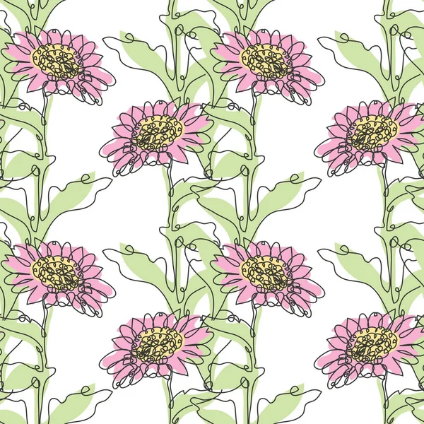 Elegant Seamless Pattern Chrysanthemum Flowers Design Elements Floral Pattern Invitations — Stock Vector