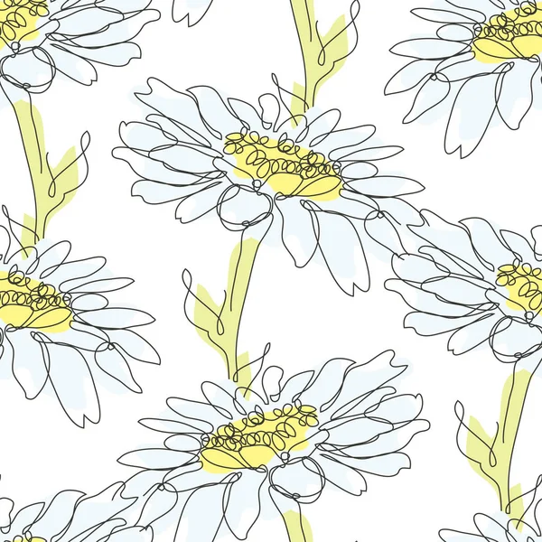 Elegantes Nahtloses Muster Mit Kamillenblüten Designelemente Blumenmuster Für Einladungen Karten — Stockvektor