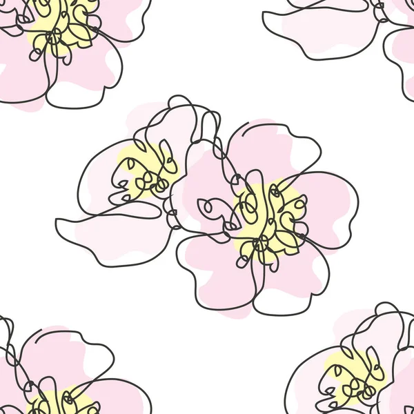 Élégant Motif Sans Couture Avec Des Fleurs Sakura Fleur Cerisier — Image vectorielle