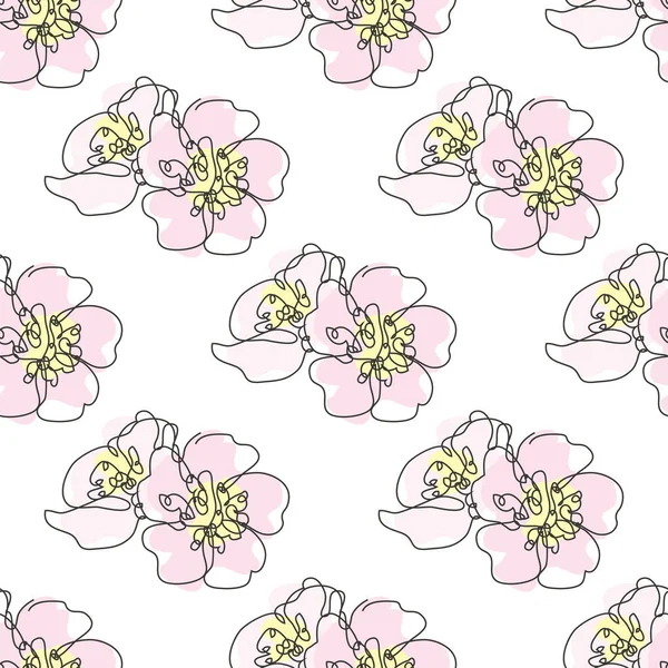 Elegante Naadloze Patroon Met Kersenbloesem Sakura Bloemen Design Elementen Bloemen — Stockvector