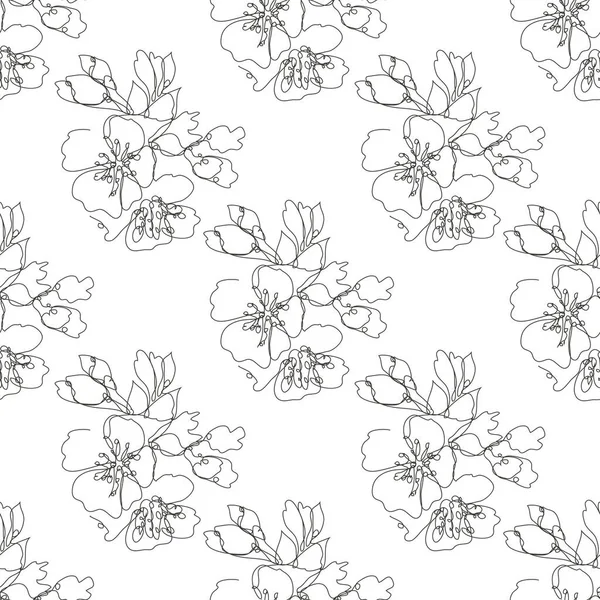 Elegante Naadloze Patroon Met Kersenbloesem Sakura Bloemen Design Elementen Bloemen — Stockvector