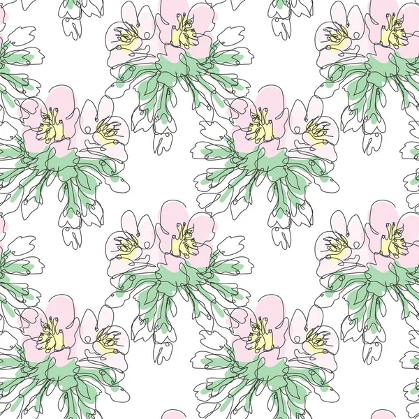 Elegante Naadloze Patroon Met Kersenbloesem Sakura Bloemen Design Elementen Bloemen — Stockvector