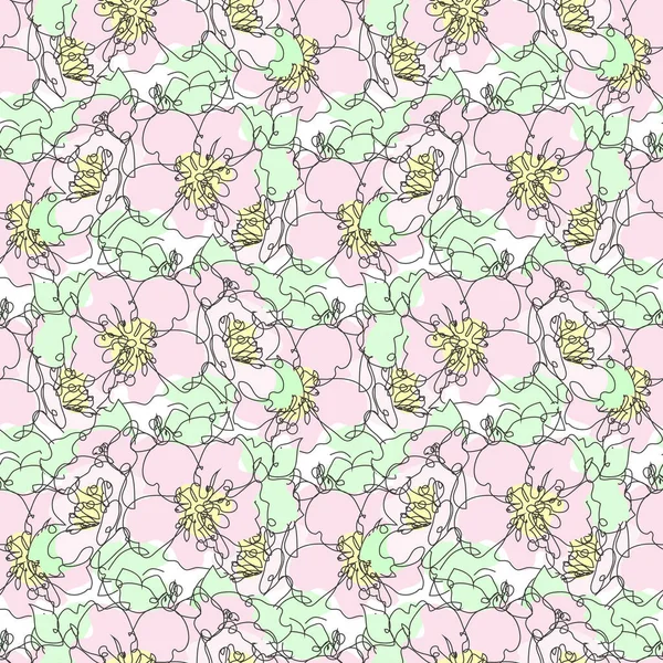 Élégant Motif Sans Couture Avec Des Fleurs Sakura Fleur Cerisier — Image vectorielle